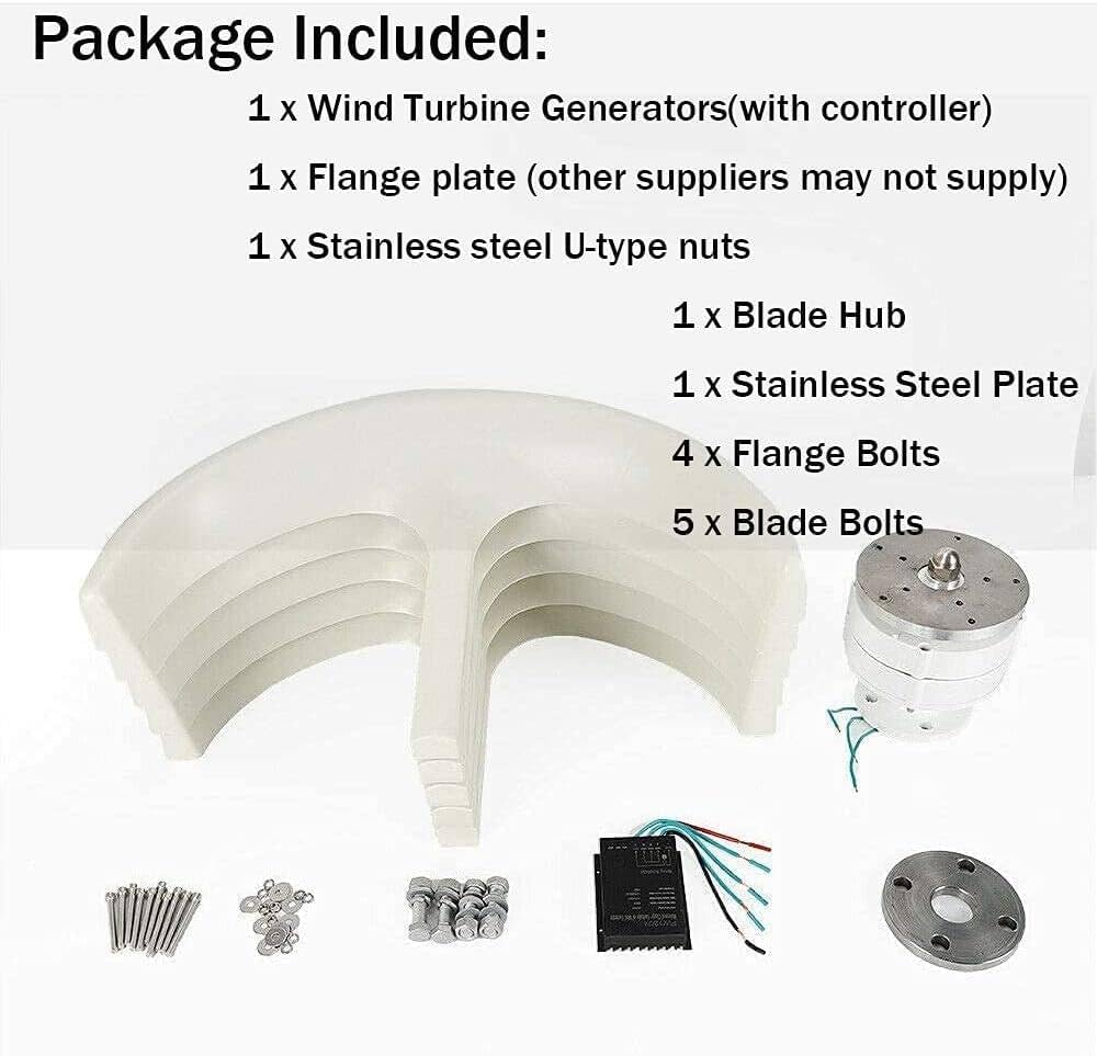 Vertical Wind Turbine Generator Kit for Home - 400W/600W/800W/1000W/1200W, 12V/24V Motor, Compact Renewable Energy