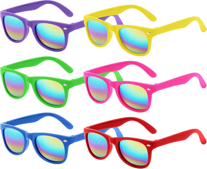 6Neon Kids Sunglasses Bulk with UV Protection,Summer Party Favors | Bright Color Eye Glasses Accessories for Boys