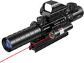 3-9x32 Scope Combo with Dual Illuminated Scope Optics & 4 Holographic Reticle Red/Green Dot Sight & IIIA/2MW Laser