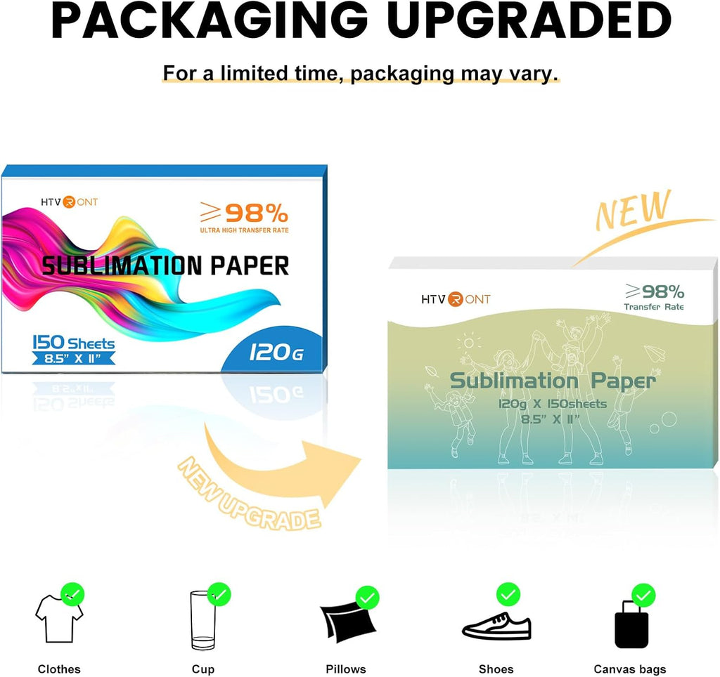 Sublimation Paper for T-Shirts & Mug,150 Sheets 120g 8.5x11 Inch A4 | Smooth Jam-Free & Instant Dry:High Transfer