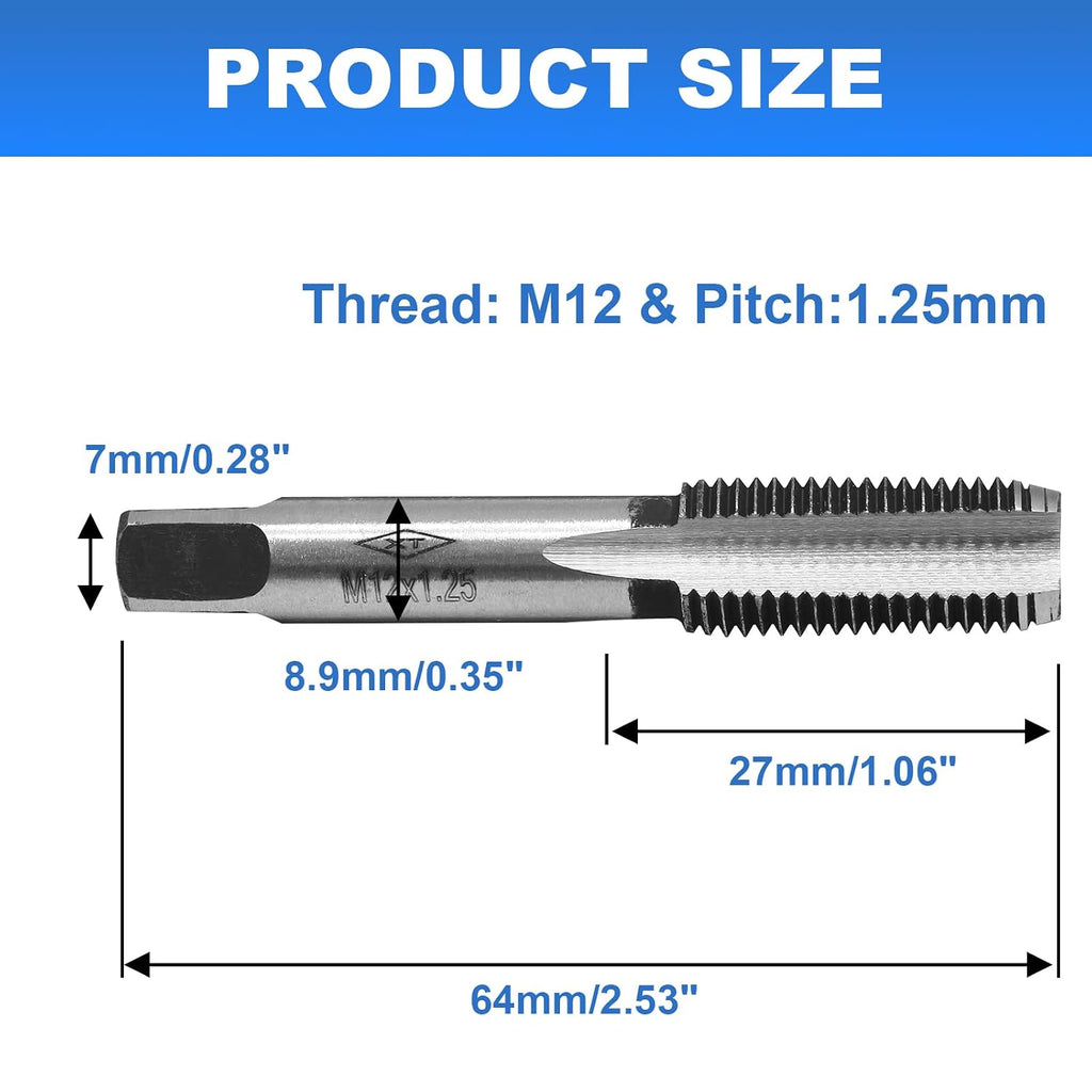 Litoexpe 2 Pcs M12 x 1.25 Metric Hand Tap