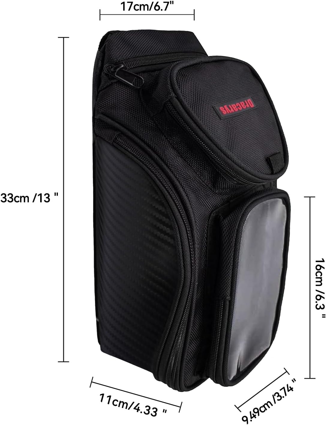 Motorcycle Tank Bag - Oxford Saddle Black Motorbike Bag - Strong Magnetic Bag for Honda Yamaha Suzuki Kawasaki Harley