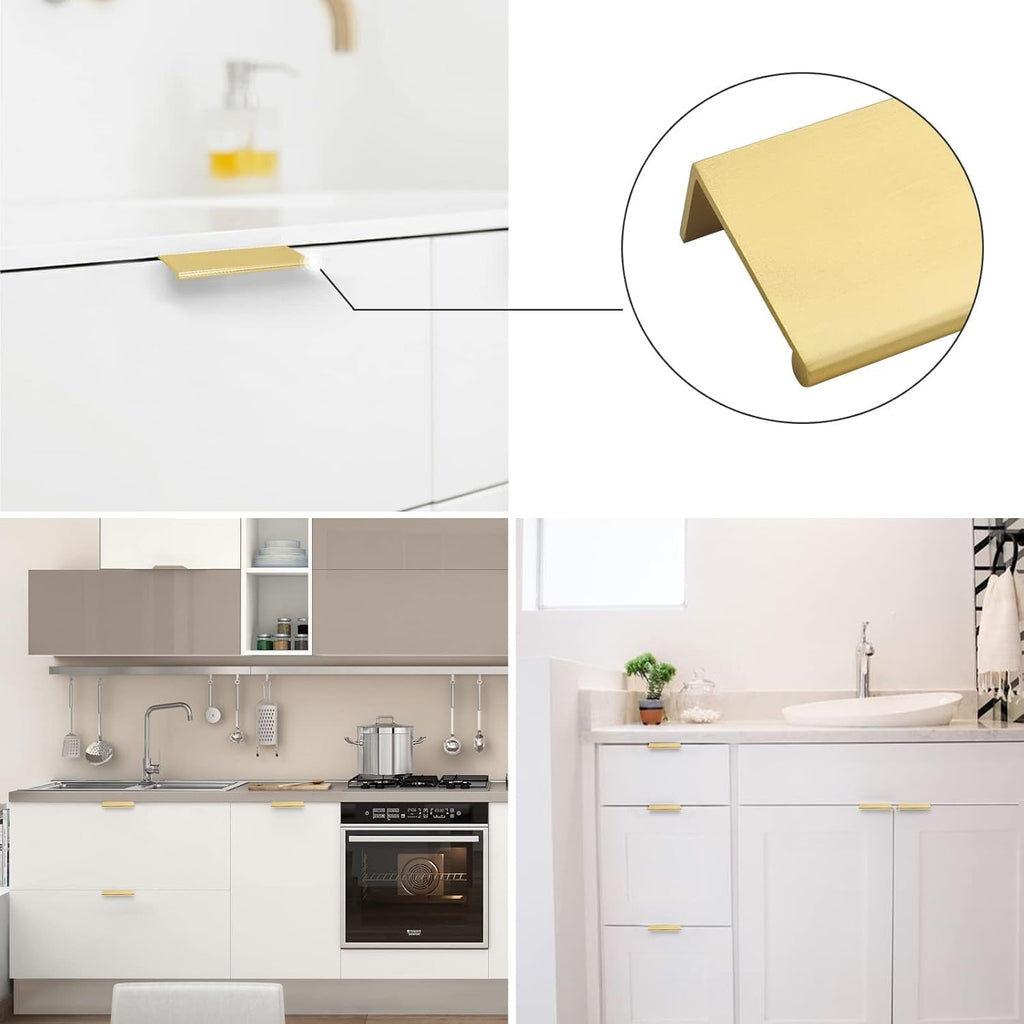 30 Pack 3" Cabinet Pulls Brushed Brass Finger Pulls for Cabinets