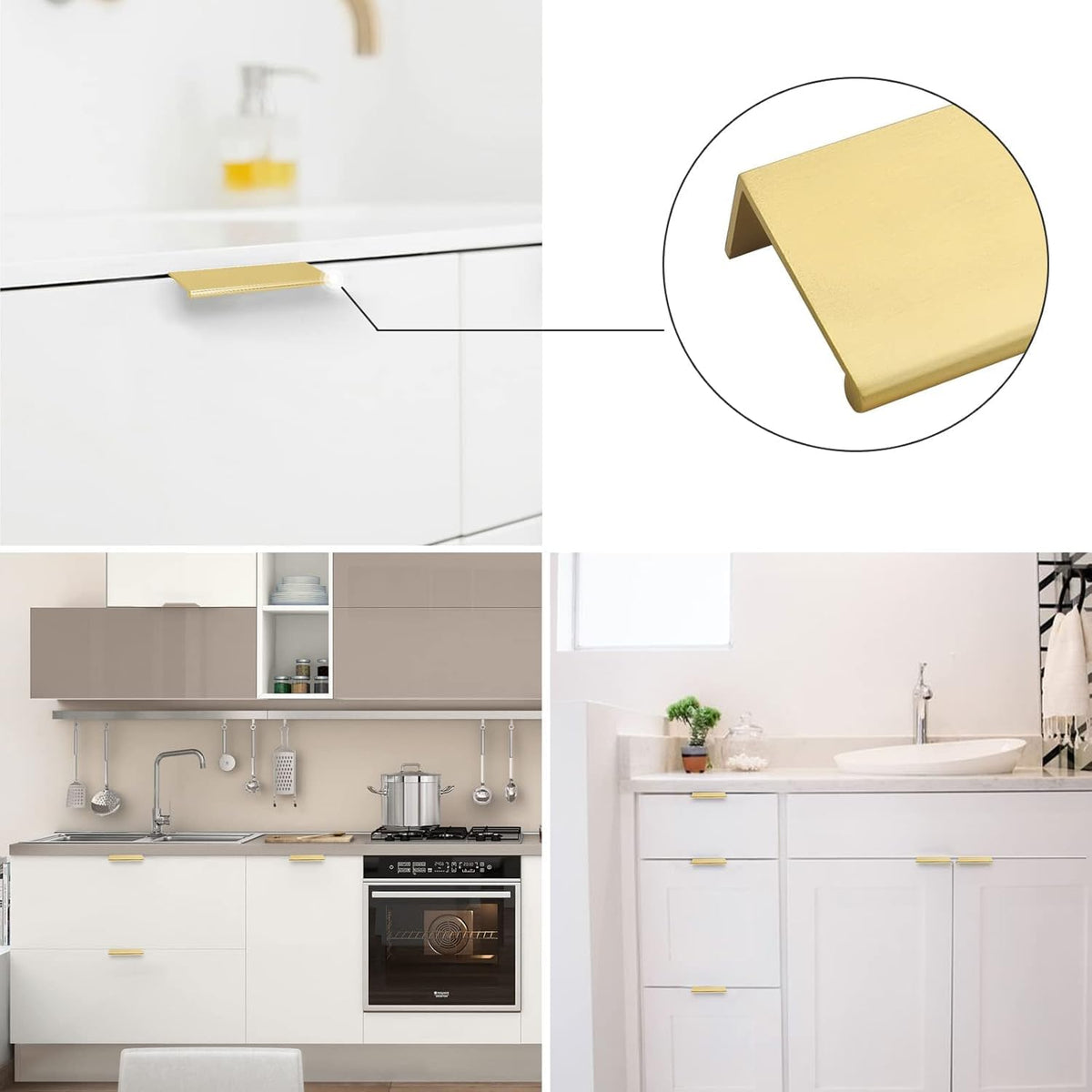 30 Pack 3" Cabinet Pulls Brushed Brass Finger Pulls for Cabinets