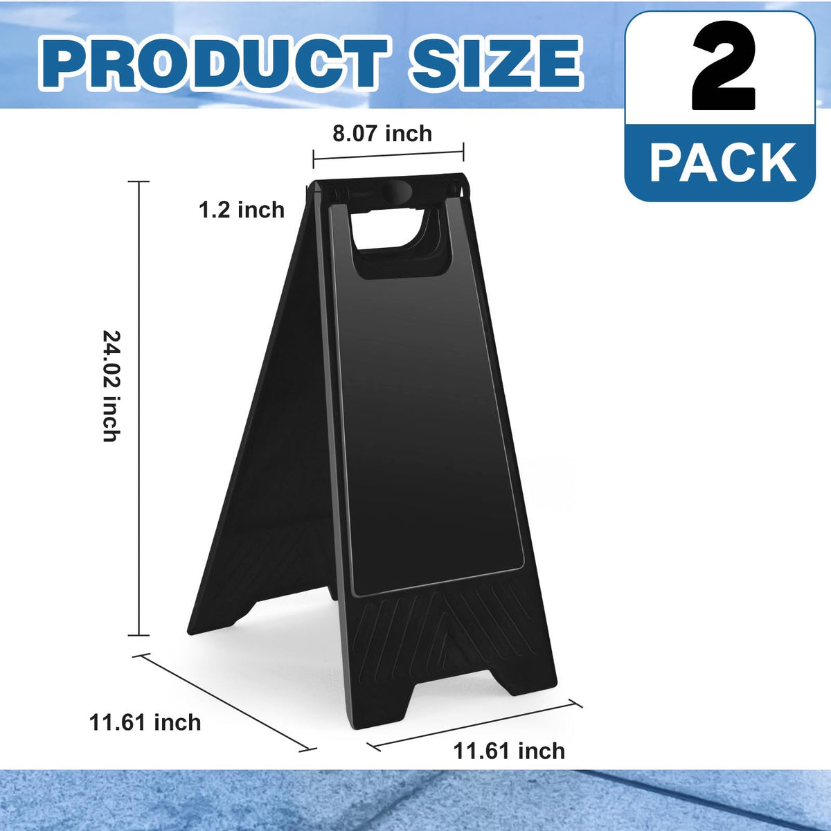 2 Pack 24" Height Blank Floor Sign Black A-frame Foldable Caution Sign Stick/Write-On Double Sided Safety Warning for