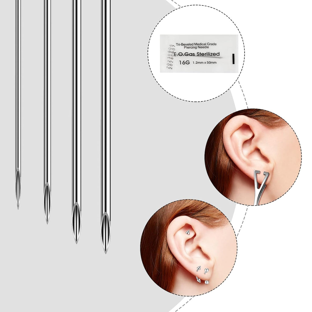 Body Septum Piercing Kit 25 Pcs Peirce Kits Include Septum Forceps Clamp Pliers 16 Pcs Stainless Steel Piercing