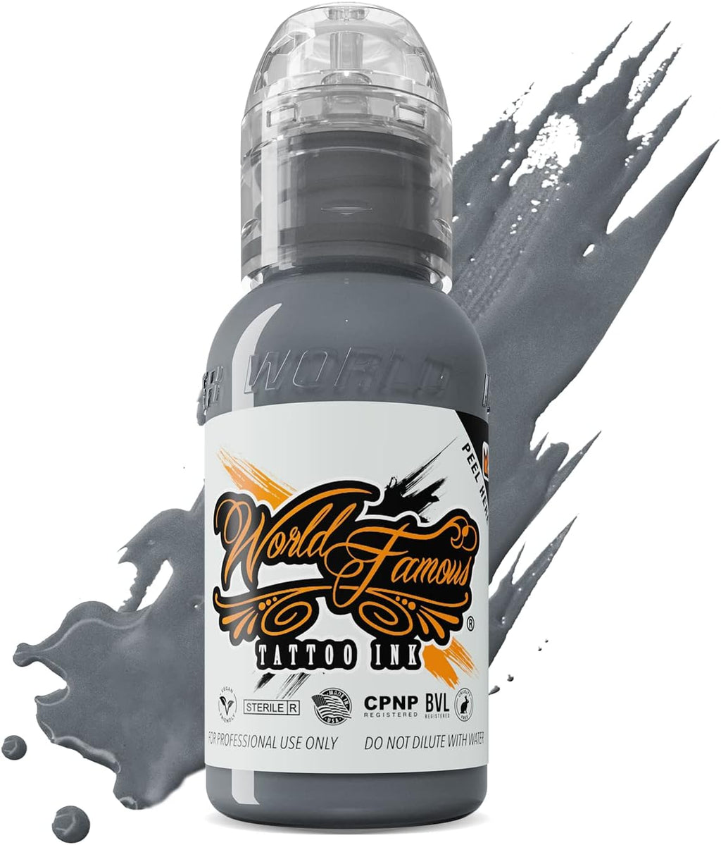 World Famous GreyTattoo Ink, Vegan and Professional Ink, Made in USA, Battleship Grey, 1 oz