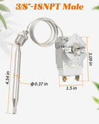 RX-2-24 Thermostat for Deep Fryer Fit for ADCRAFT, for Gas Fryer Adcraft Atosa 301030004 Robertshaw 5300-402, with 3/8" Mpt Stuff Box 200-400F