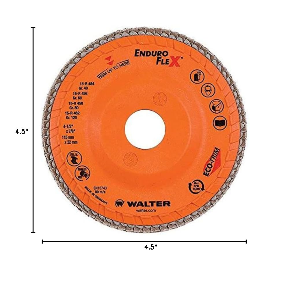 Walter Enduro-Flex Flap Disc, 4-1/2" X 7/8" Grit 40, Pack of 10 (15R454)