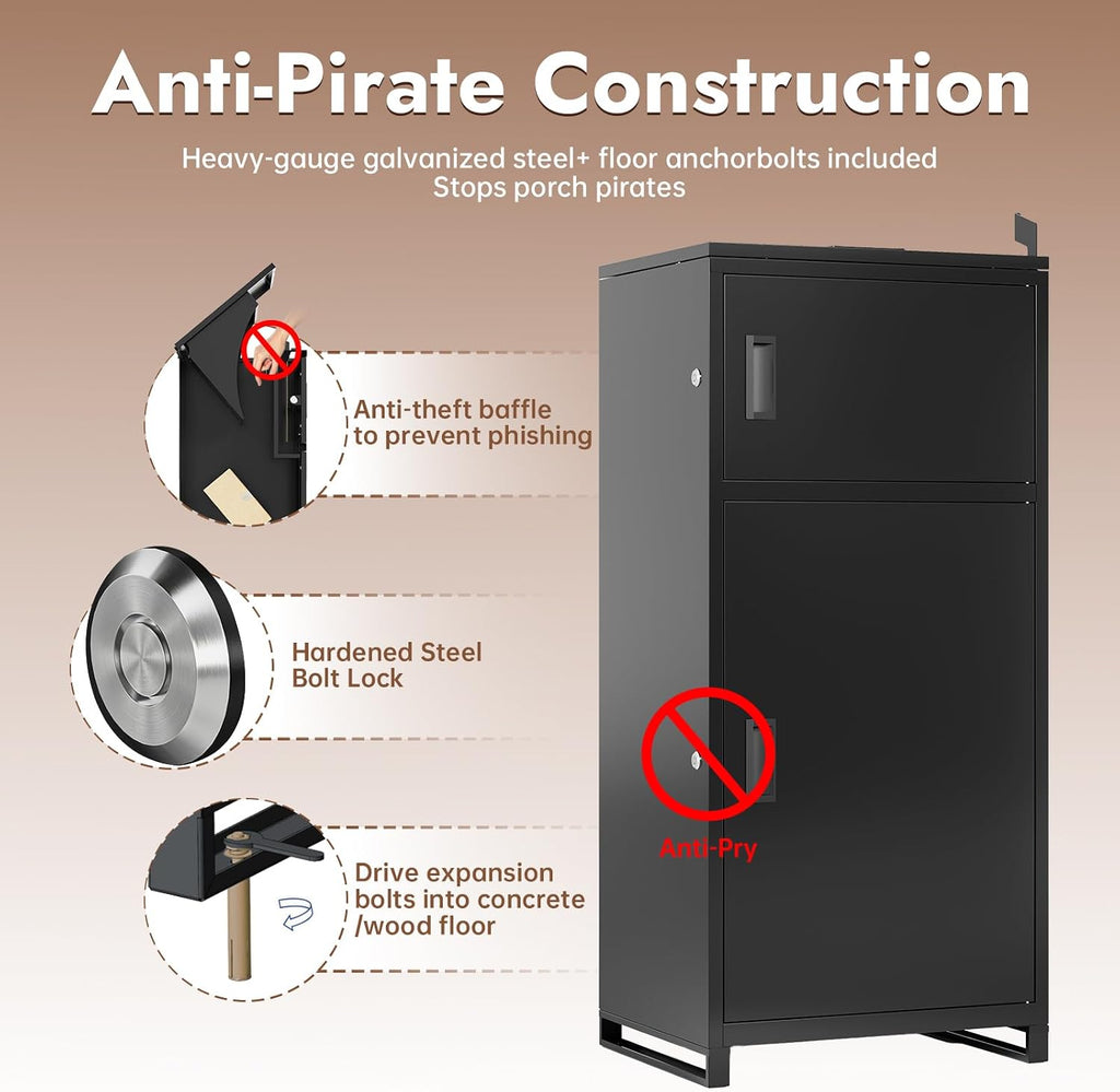 Package Delivery Box for Mail and Parcel Anti-Theft 40.55Hx19.49Lx15.35W | Inches, Fully Assembled for Home and