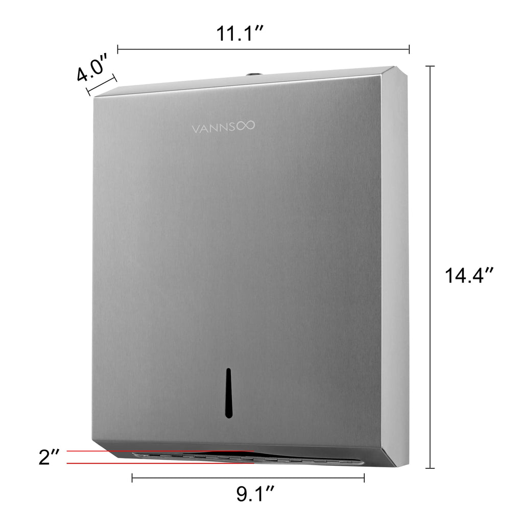 Paper Towel Dispenser, Commercial Stainless Steel, Brushed
