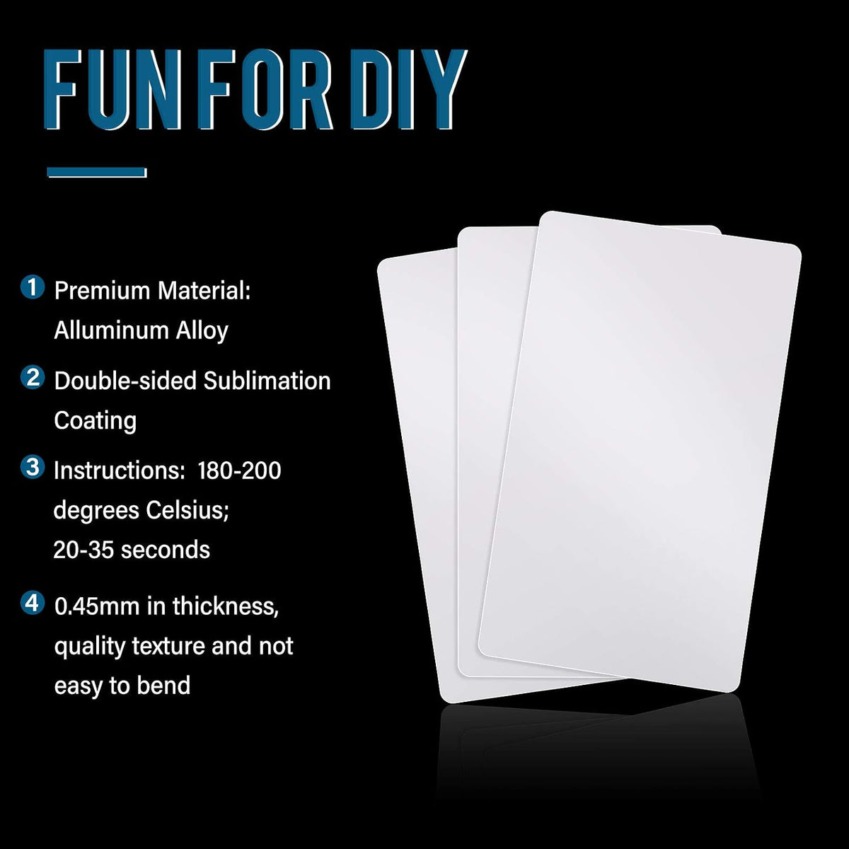 Metal Business Cards Sublimation Blanks, 0.45mm Aluminum, 100 Pieces