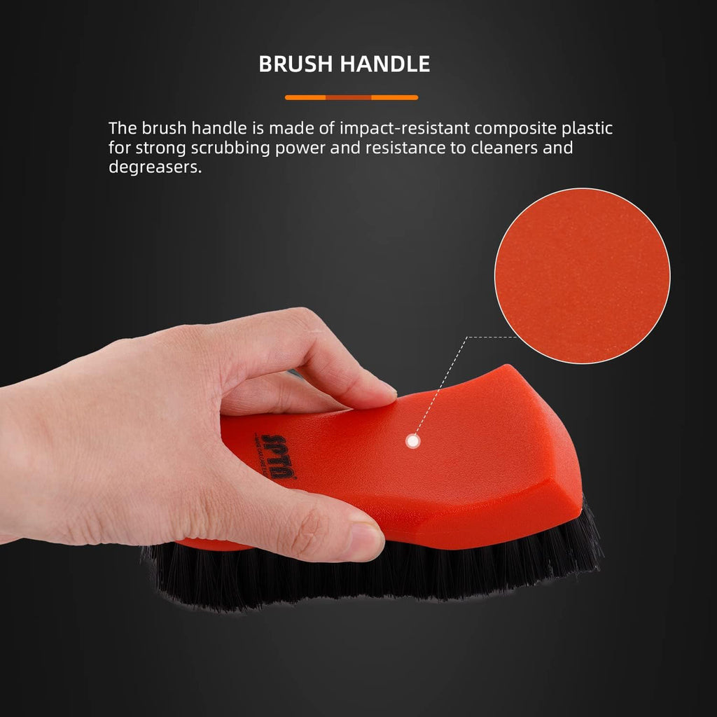 3Pcs Car Detailing Brush Kit, Leather & Textile Interior Brush, Comfortable Grip and Scratch-Free Cleaning for