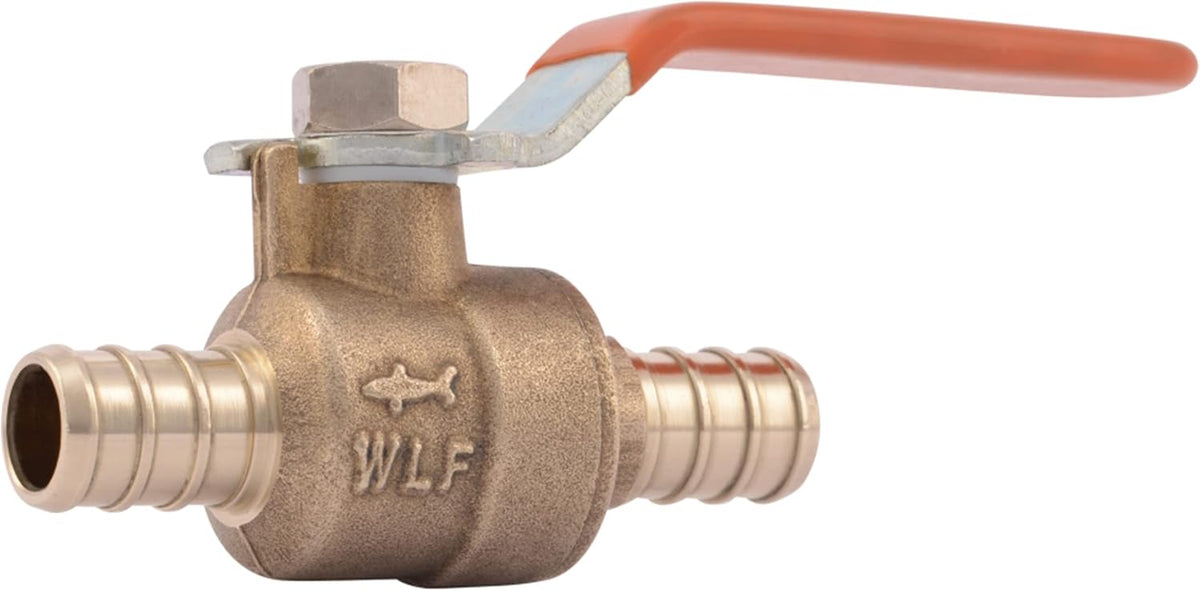 SharkBite 1/2 Inch Crimp Ball Valve, Brass Plumbing Fitting, PEX Pipe, PE-RT, 22461LFA