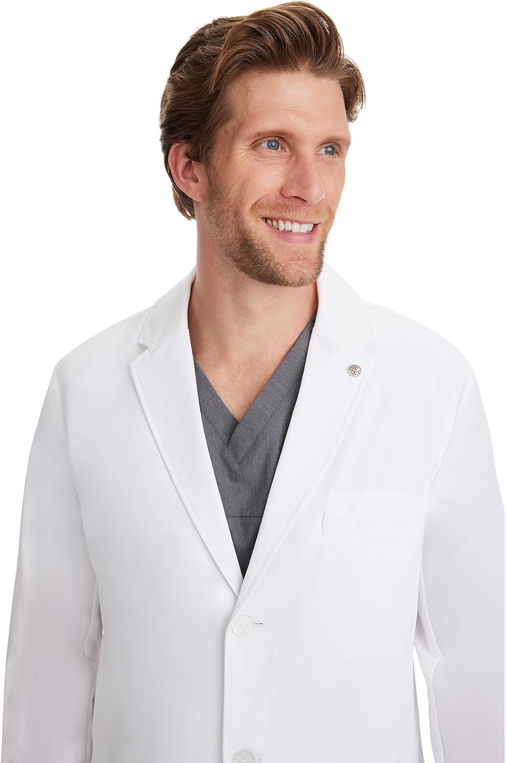 Logan Men's Lab Coat with 5 Pockets, Knit Details & Side Slits Back length 34½" 360° Stretch 5100