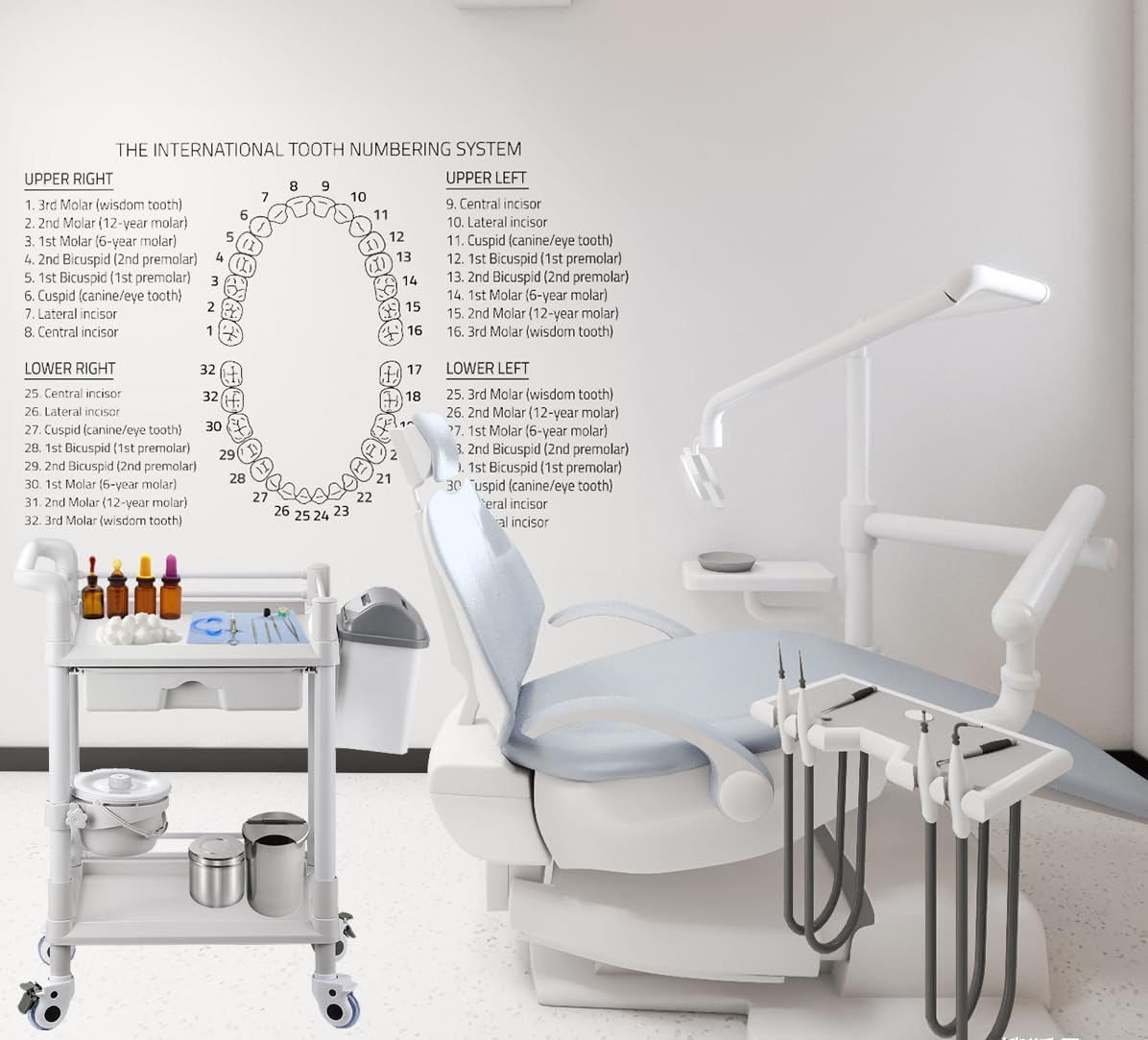 MT01 2 Tier Mobile Medical Cart Trolley with Drawer, Trash Cans, Waste Bowl | Beauty Salon Rolling Trolley with 360°