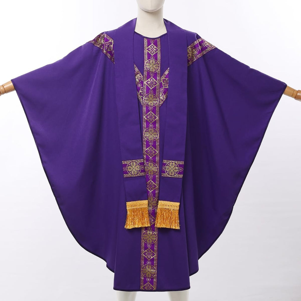 Catholic Priest Chasuble Church Mass Vestment Robe with Stole