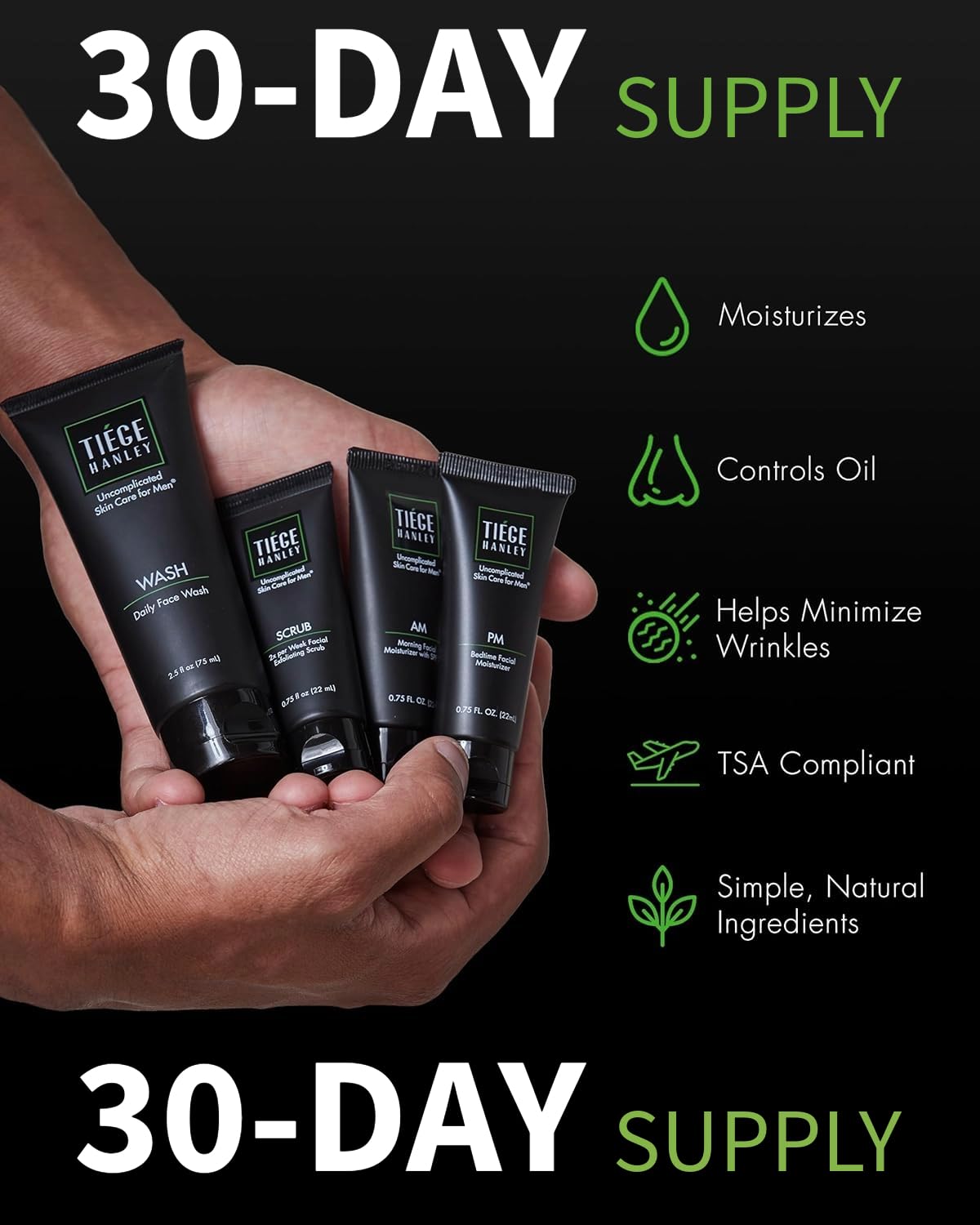 Skin Care Set for Men, Essential Routine, System Level 1, Daily Face Wash, Facial Scrub, Moisturizer With SPF, and