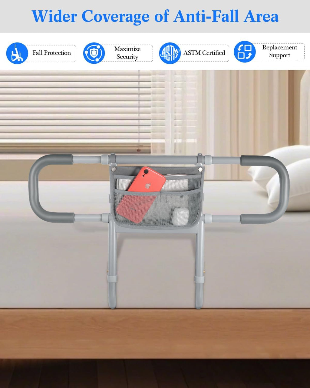Bed Rails for Elderly Adults Safety, Extended Bed Assist Rail for Seniors - Adjustable Side Bed Guard Rails Handle