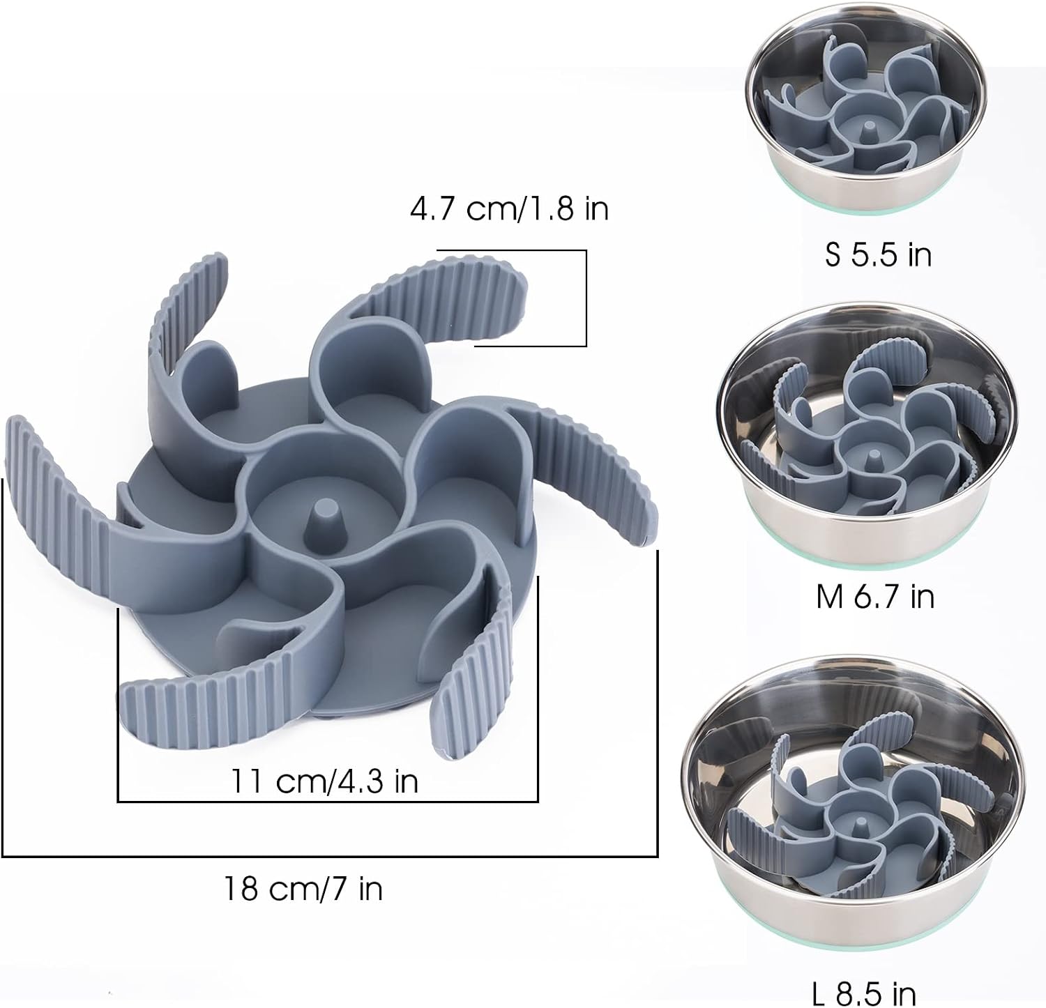 Slow Feeder Dog Bowls Insert [Octopus Suction Cups] Super Firm Slow Eating Dog Bowl [Cuttable] for Large Breed and