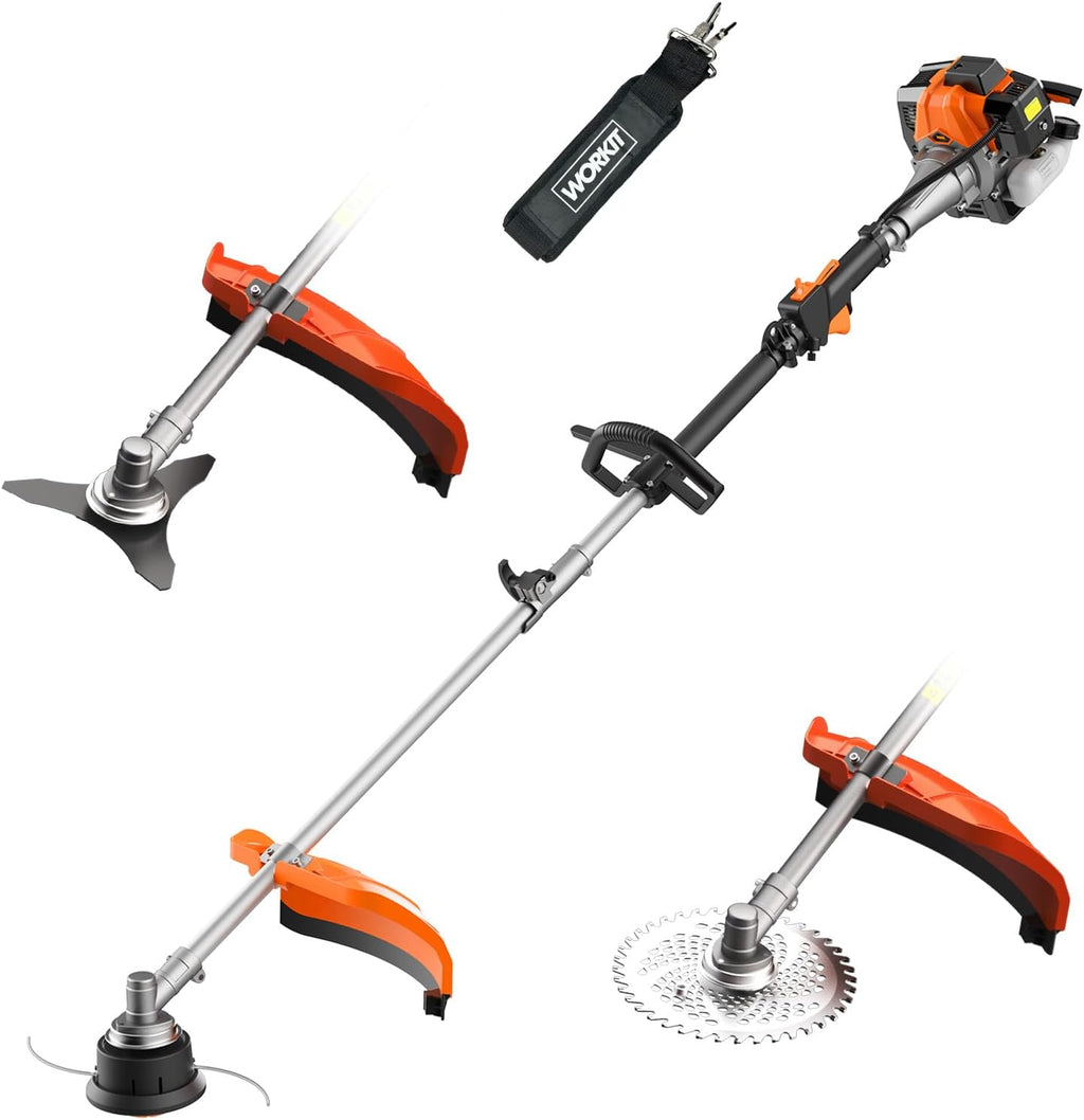Commercial Grade 2-Cycle Gas Weed Eater, 25.4CC 3-in-1 Tool with 17" Trimmer, Edger & 40T/3T Blades, Heavy Duty Brush