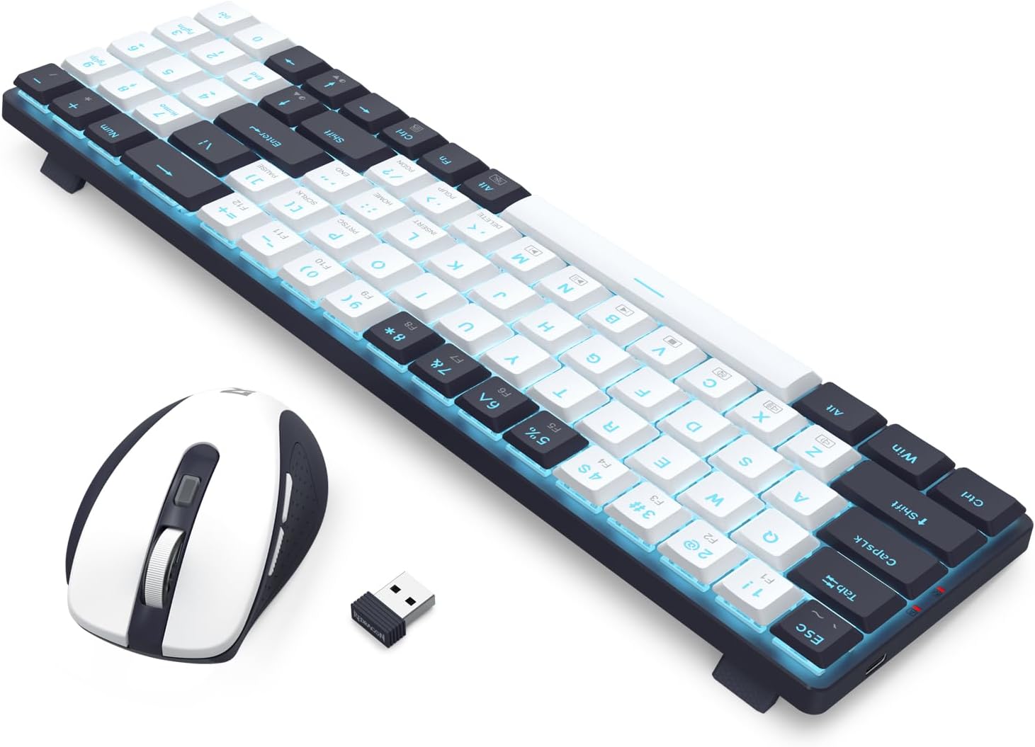 BS8773 Wireless Keyboard and Mouse Combo, 78 Keys 2.4Ghz Wireless Low-Profile Mechanical Red Switch Keyboard w/Slim