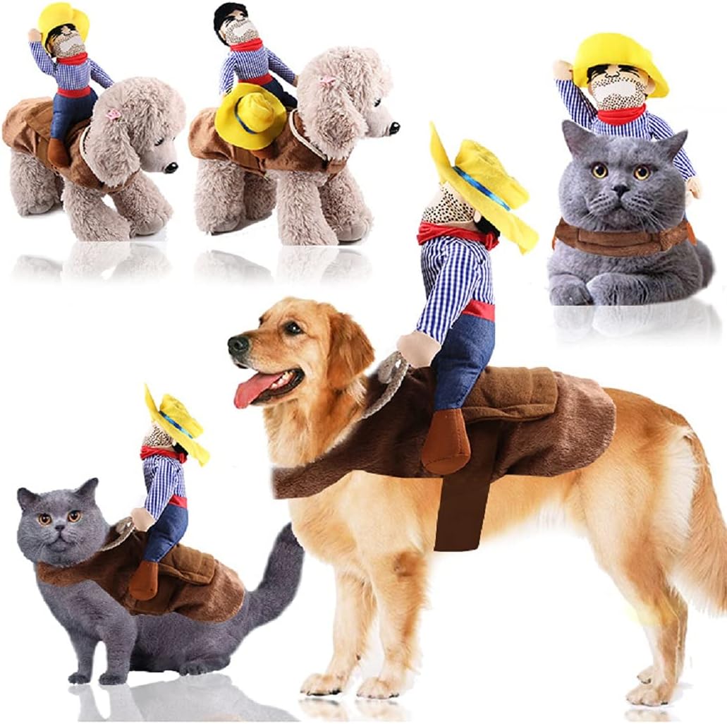 Halloween Cowboy Dog Costume Cosplay Apparel Riders Clothing | cat apparel