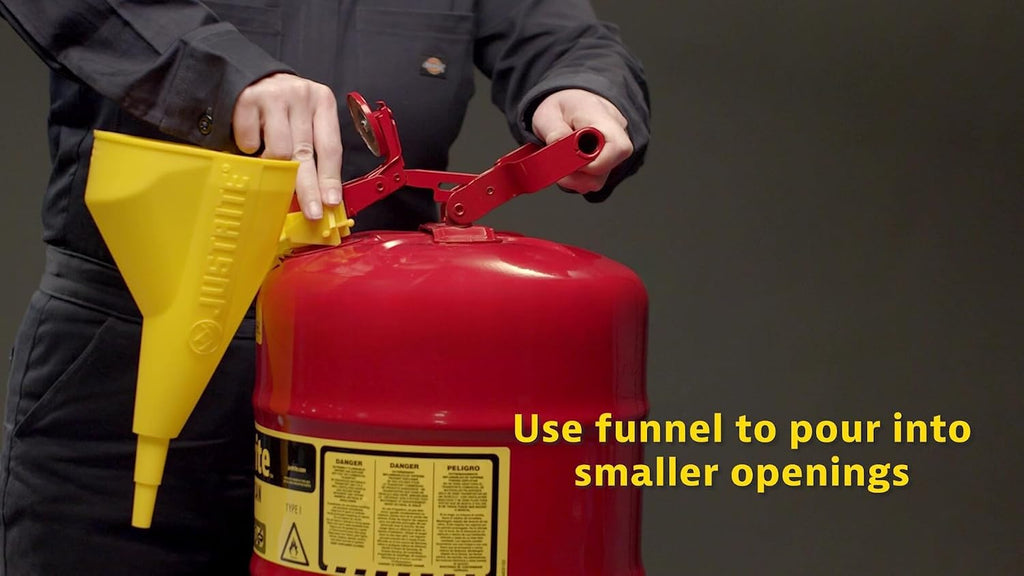 5 Gallon Type I Red Safety Gas Can for Gasoline with Flame Arrester, Self-Closing Lid, and Funnel, Made in the USA