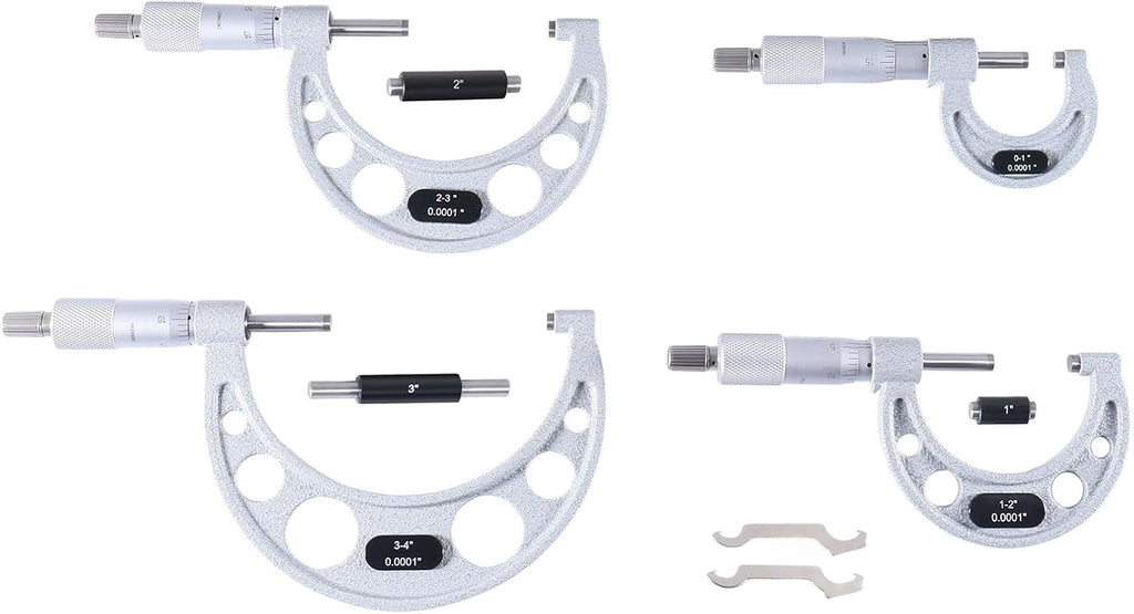 Accusize Outside Micrometer Set, 0-4in x 0.0001in, 4Pc, EG00-0904