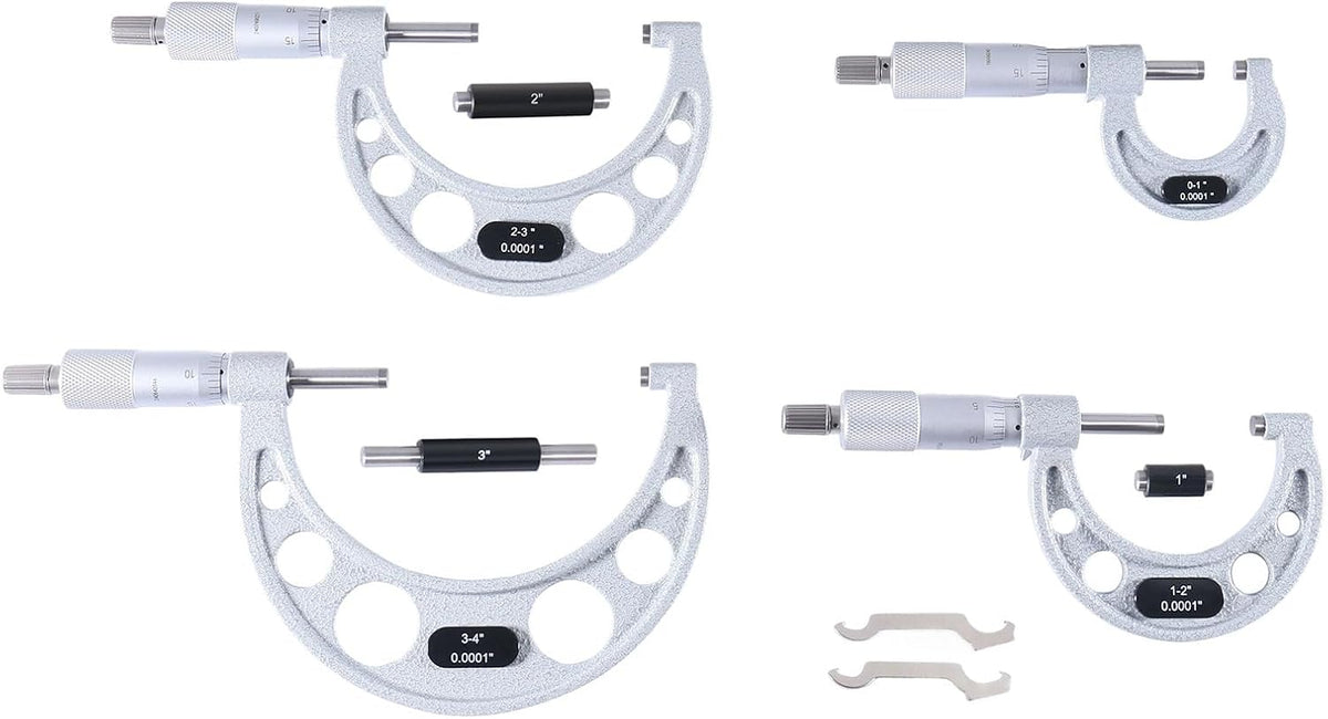 Accusize Outside Micrometer Set, 0-4in x 0.0001in, 4Pc, EG00-0904