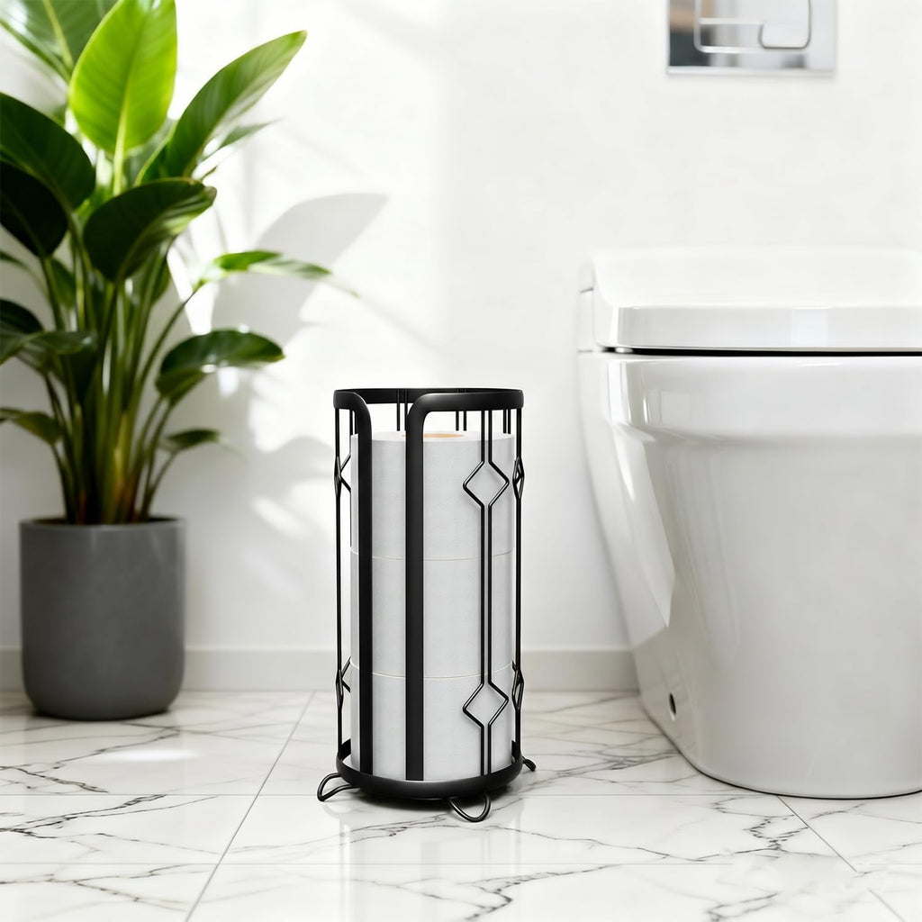 Toilet Paper Holder Stand Frees Standing,2 Pack Black