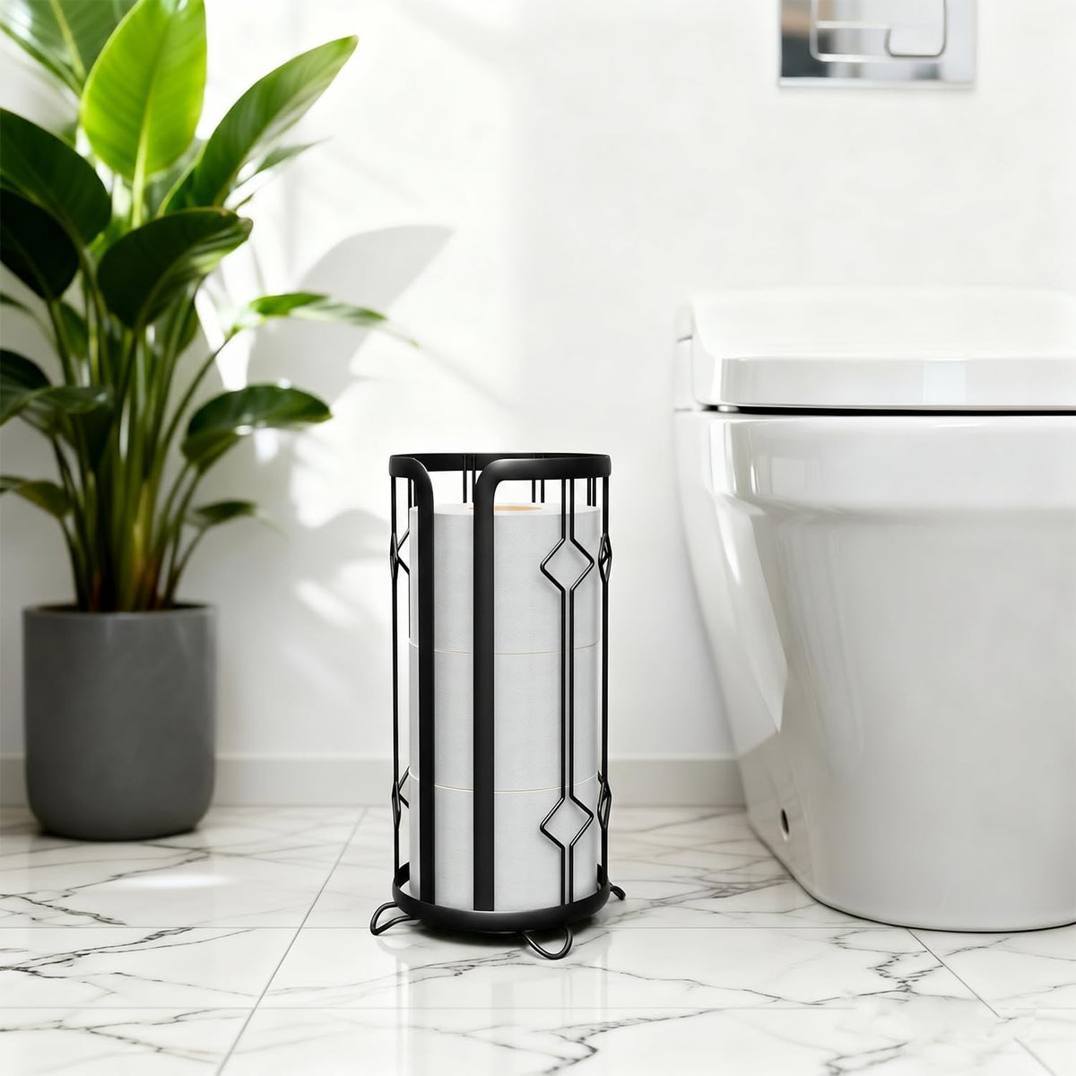 Toilet Paper Holder Stand Frees Standing,2 Pack Black