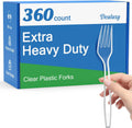 360 Count Extra Heavy Duty Clear Plastic Forks Disposable