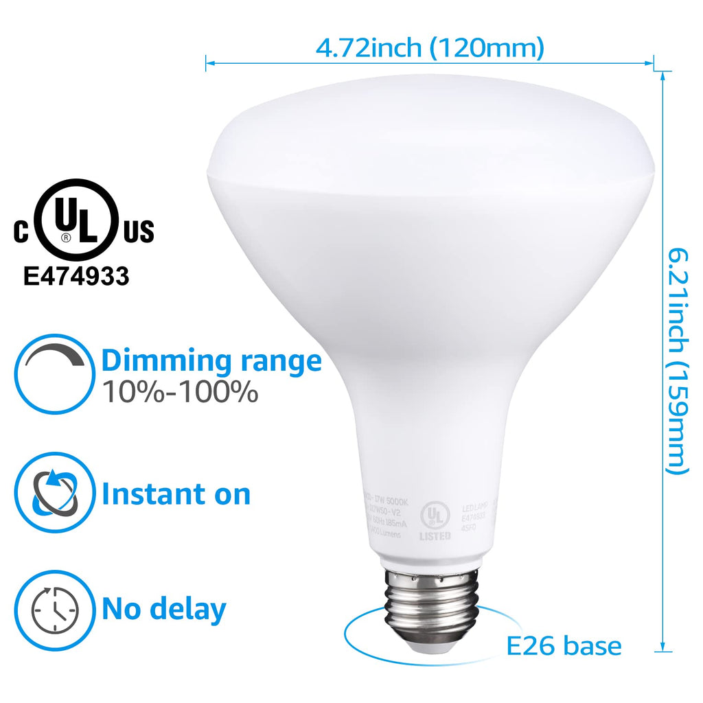 16-Pack BR40 LED Light Bulbs Indoor Flood Light Bulbs 5000K