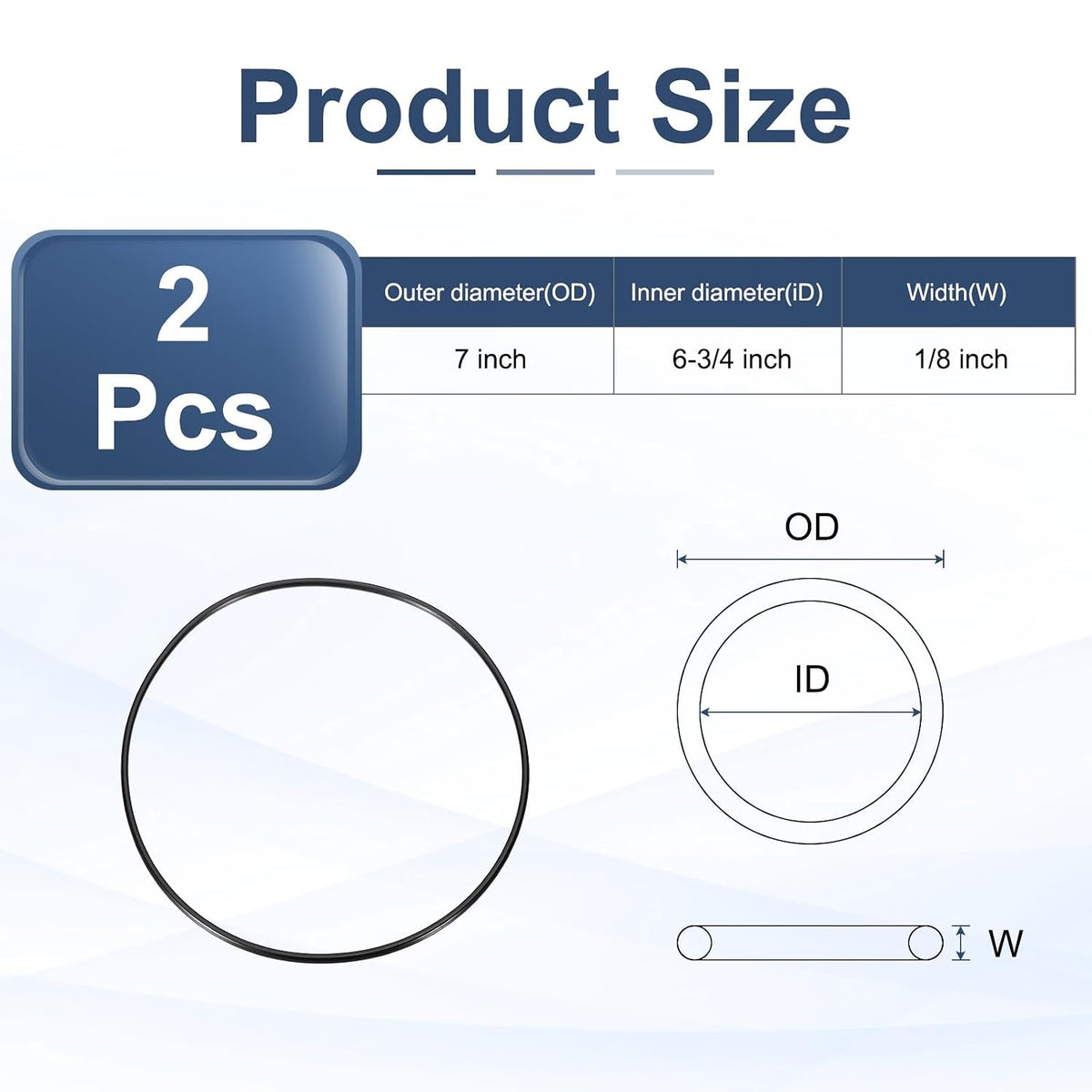 uxcell 2Pcs AS-261 Nitrile Rubber O-Rings 6-3/4" ID, 7" OD, 1/8" W (90D)