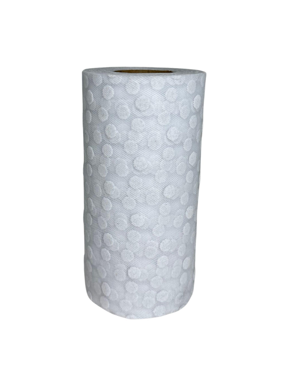 White Polka Dot Tulle Decor - 6" x 25 Yards, Wedding