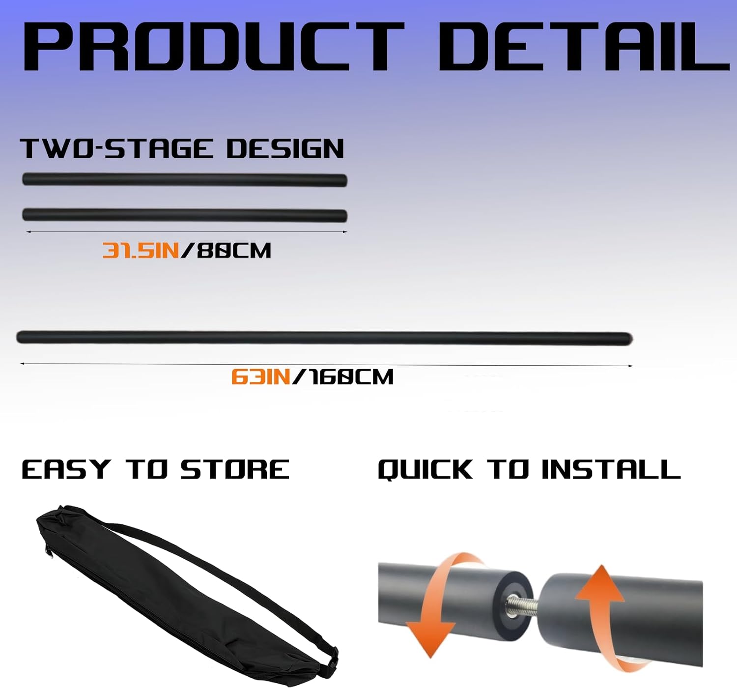 5.3FT Foldable Steel Bo Staff — Foam Padded Martial Arts Training Stick for Safe Practice, Portable Design with