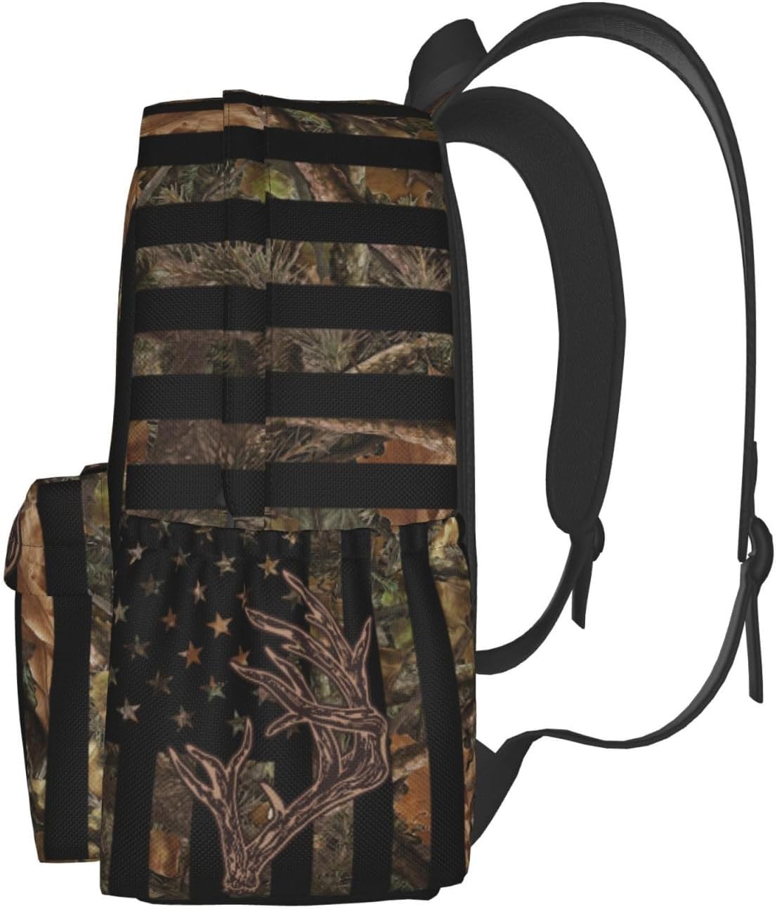 Camo Hunting Backpack USA Flag Deer School Bag Lightweight Bookbag Casual Daypack for Girls Boys Kids Women Men