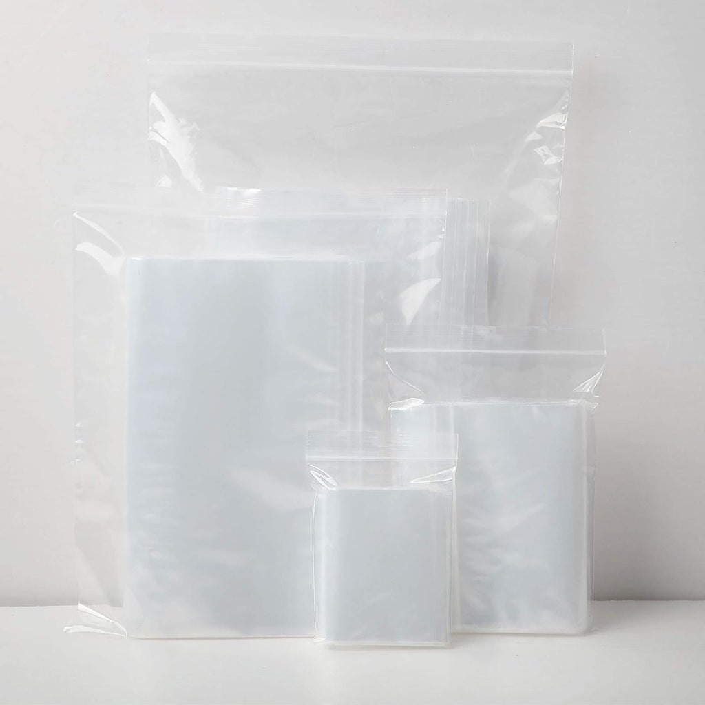 100 Pcs Clear Reclosable Zipper Storage Bags Resealable Poly Bag, S