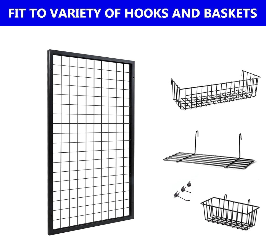 Metal Grid Wall Panels, Black Wire Grid Panel, Gridwall Display Stand, Heavy Duty Gridwall Panels for Retail Display