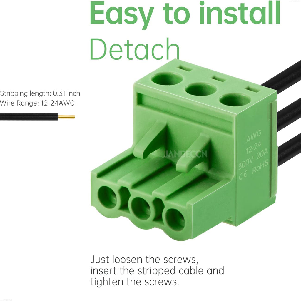 20 Sets 3 Pin 5.08mm PCB Screw Terminal Block Phoenix Connectors