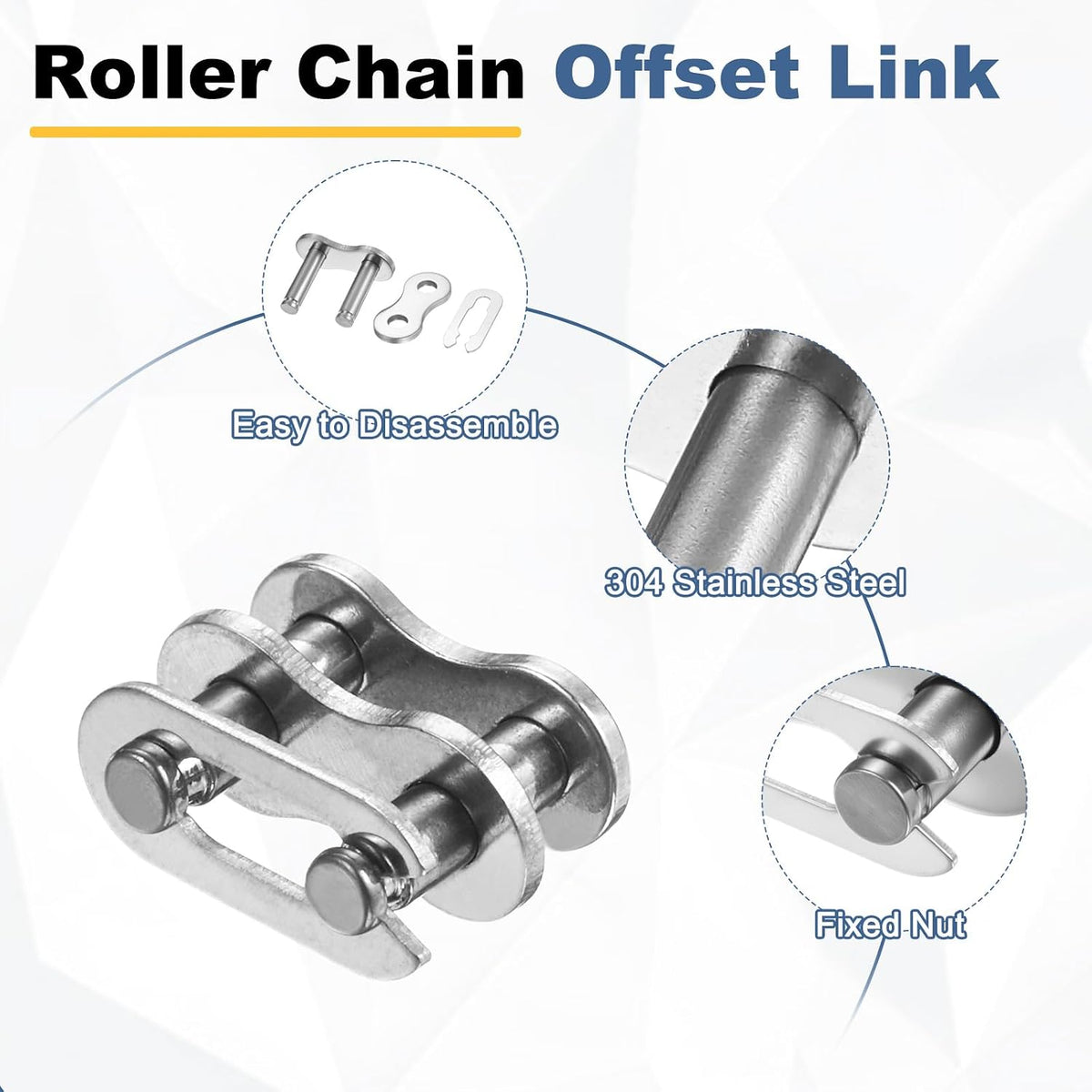 PATIKIL 8Pcs #25 Roller Chain Offset Link Full Links for 04C Chain