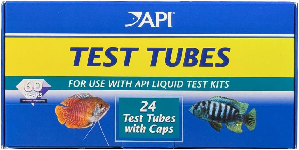 Replacement Plastic Test Tubes with CAPS for Any Aquarium Test Kit Including API Freshwater Master Test Kit 24-Count Box