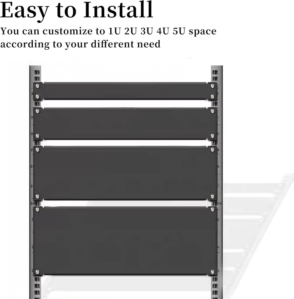 1U Blank Panel Rack Mount Spacer Filler Panel 19" Black Rack Blanking Blind Panel for Server Network Rack Enclosure Or Cabinet-5pcs (1U-5PCs)