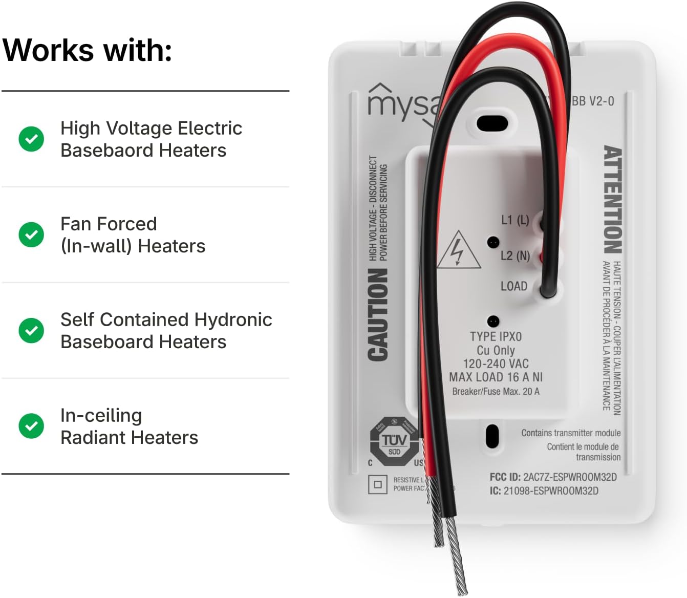 Smart Thermostat for Electric Baseboard Heaters 240V | Remote Control with 100% Free APP | Easy Install | HomeKit