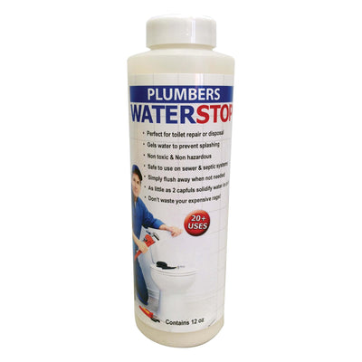 Quick Dam Water Stop – 12 oz Bottle – Super Absorbent Water Solidifier for Toilet Repair, Plumbing Maintenance &