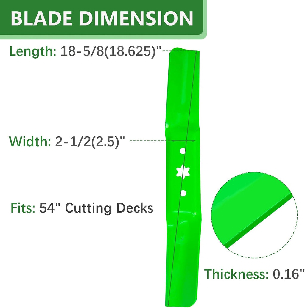 54 Inch Mower Deck 942-05056A 6 Point Star High Lift Blade Fit for Cub Cadet ZT1 54 ZT2 54 RZT 54 L54 XT1 54 GX54 LT54 GT54 Troy Bilt Mustang 54 Craftsman Z6600 Zero Turn Replaces 742-05256 (3 Pack)