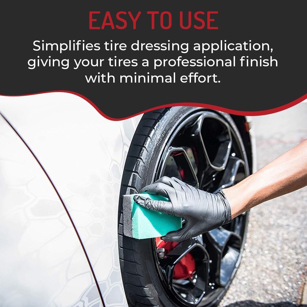 Tire Dressing Applicator 12 Pack - Durable and Reusable, Contoured Tire Shine and Dressing Sponge for Your Car's Wheels