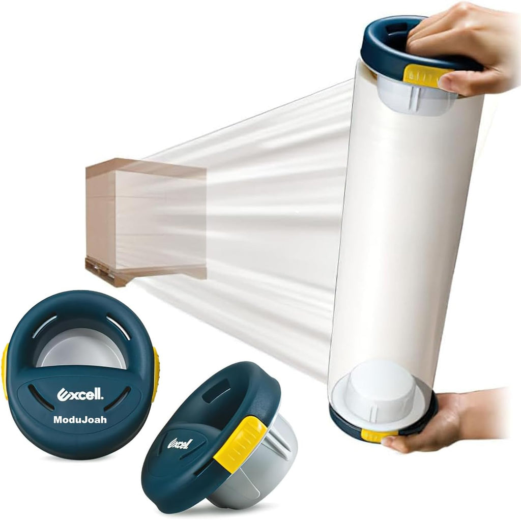 MDJ by Excell Stretch Wrap Film Dispenser with a Brake, Hand Saver for Easy Pallet Packaging, Wrap Handle for Shrink
