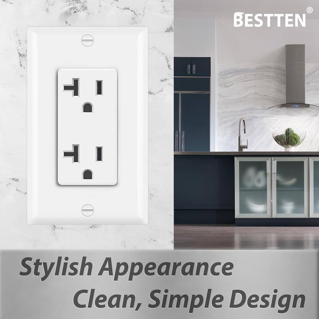 BESTTEN 20 Pack 20 Amp Decorator Receptacle, Electrical Wall Outlet